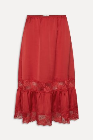 Hideaway Satin Slip Midi Skirt – Cherry