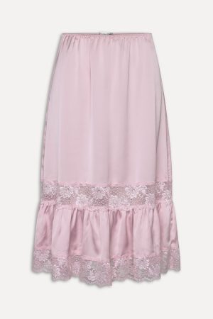 Hideaway Satin Slip Midi Skirt – Strawberries & Cream