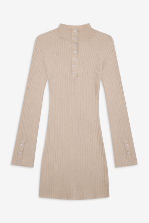 Isla Long  Sleeve Mini Dress – Cream