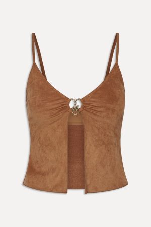 x BELLA HADID Lucy Suede Tankini Bikini Top – Sunkissed Suede