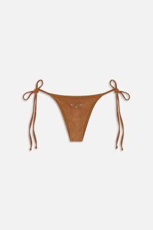 x BELLA HADID Mackenzie Suede String Bikini Bottom – Sunkissed Suede