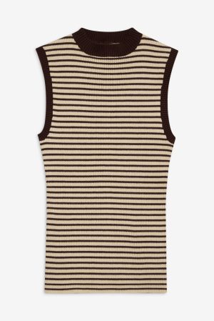 Mila Sleeveless Knit Sweater – 70s Stripe