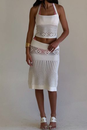 Orchard Crochet Halter Top – White