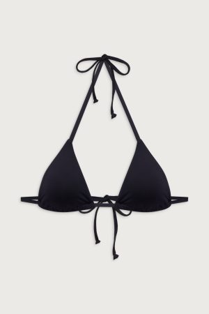 Nick String Triangle Bikini Top – Black