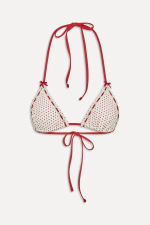 x BELLA HADID Nick Triangle Bikini Top – Strawberry Polka Dot