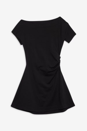 Roslyn Off Shoulder Mini Dress – Black
