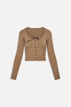 x BELLA HADID Texas Knit Cardigan – Caramel